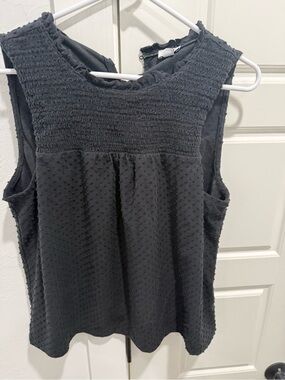 J. Crew Black Textured Smocked Sleeveless Tank